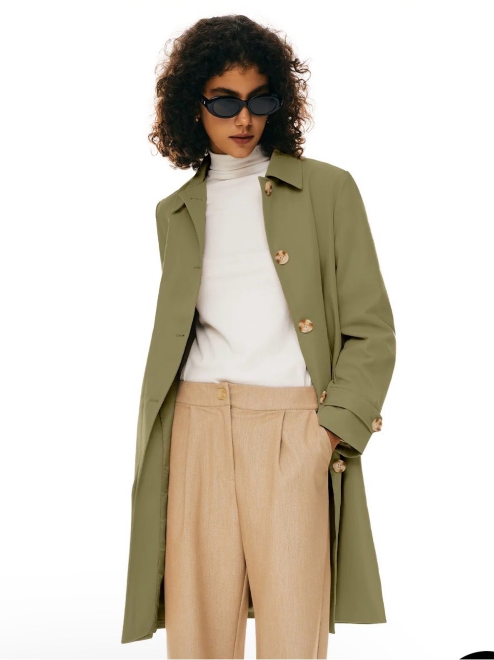 Orolay Olive Green Women's Single-Breasted Trench Coat XL